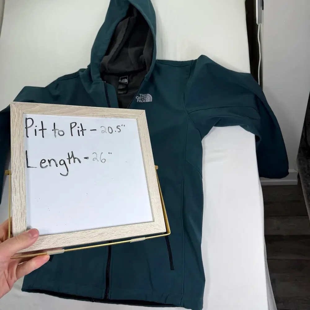 Men's North Face Softshell Full Zip Jacket Size Small Teal Blue Hooded Pullover